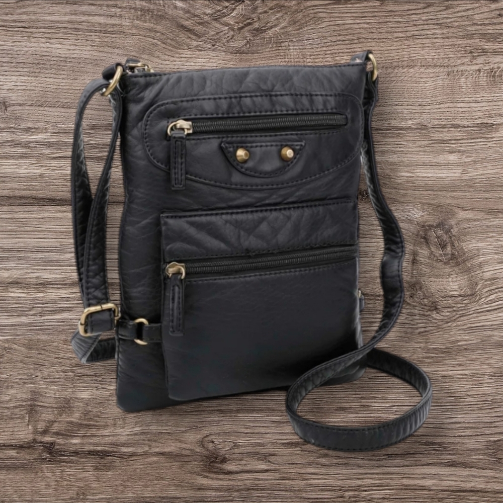 Ampere Creations Jassy Crossbody Black Soft Vegan Leather New